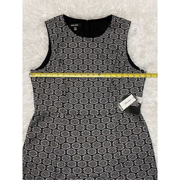 NWT Nine West SZ 16 Woman’s Black Metallic Floral Print Dress - Picture 4 of 12